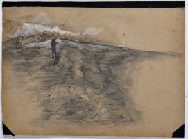 „Windfänger“ aus der Serie auf Reisen | 2017 | Grafit - Papier - Pappe | 34 x 49 cm